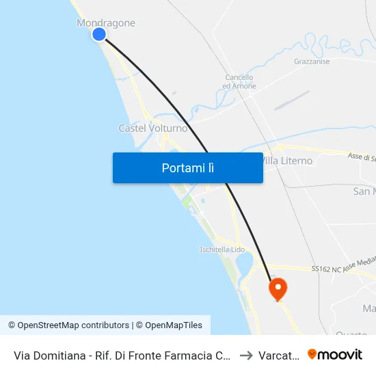 Via Domitiana - Rif. Di Fronte Farmacia Comunale to Varcaturo map