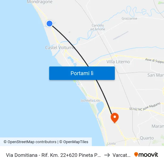 Via Domitiana - Rif. Km. 22+620 Pineta Prisconte to Varcaturo map