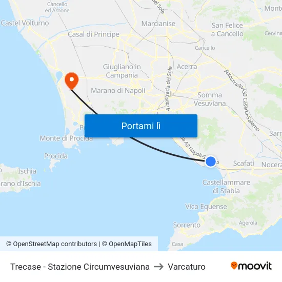 Trecase - Stazione Circumvesuviana to Varcaturo map