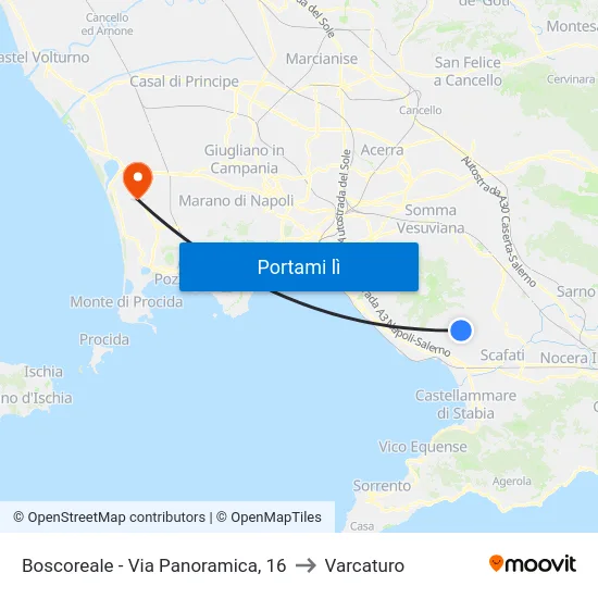 Boscoreale - Via Panoramica, 16 to Varcaturo map