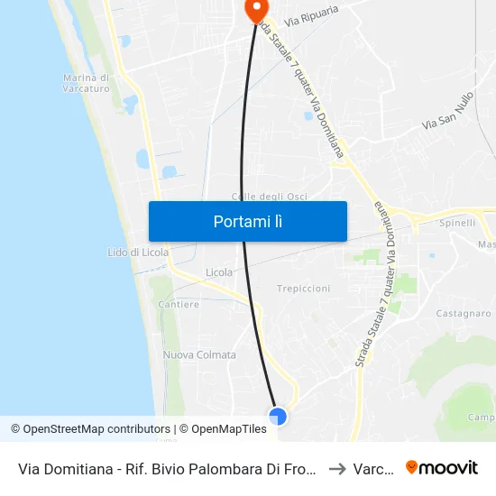 Via Domitiana - Rif. Bivio Palombara Di Fronte Ex Prodotti Zagaria to Varcaturo map