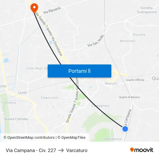 Via Campana - Civ. 227 to Varcaturo map