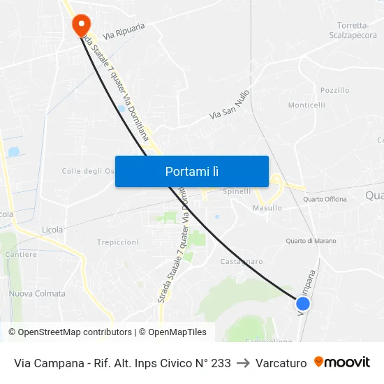 Via Campana - Rif. Alt. Inps Civico N° 233 to Varcaturo map