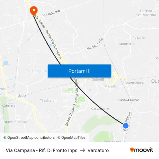 Via Campana - Rif. Di Fronte Inps to Varcaturo map