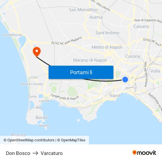 Don Bosco to Varcaturo map