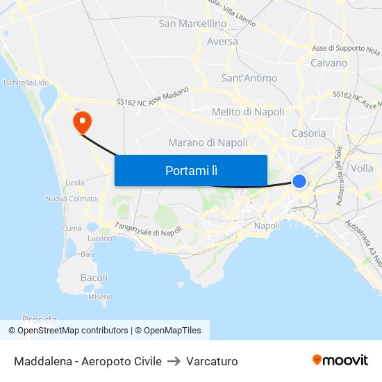 Maddalena - Aeropoto Civile to Varcaturo map