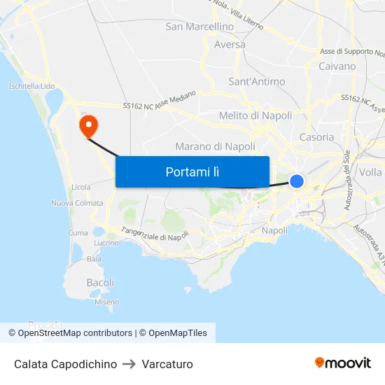 Calata Capodichino to Varcaturo map