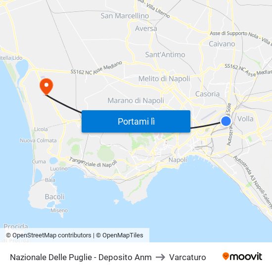 Nazionale Delle Puglie - Deposito Anm to Varcaturo map