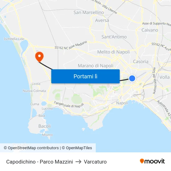 Capodichino - Parco Mazzini to Varcaturo map