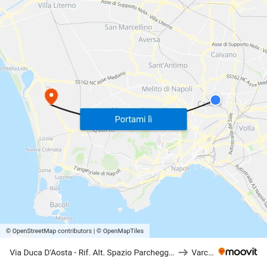 Via Duca D'Aosta - Rif. Alt. Spazio Parcheggio Chiesa S. Antonio Abate to Varcaturo map
