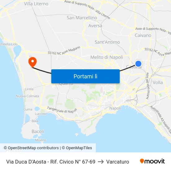 Via Duca D'Aosta - Rif. Civico N° 67-69 to Varcaturo map