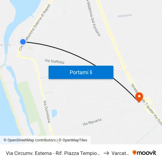 Via Circumv. Esterna - Rif. Piazza Tempio Scipione to Varcaturo map