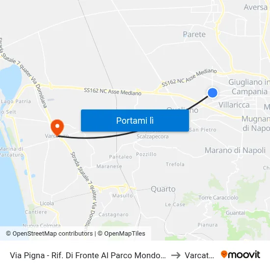 Via Pigna - Rif. Di Fronte Al Parco Mondo Nuovo to Varcaturo map