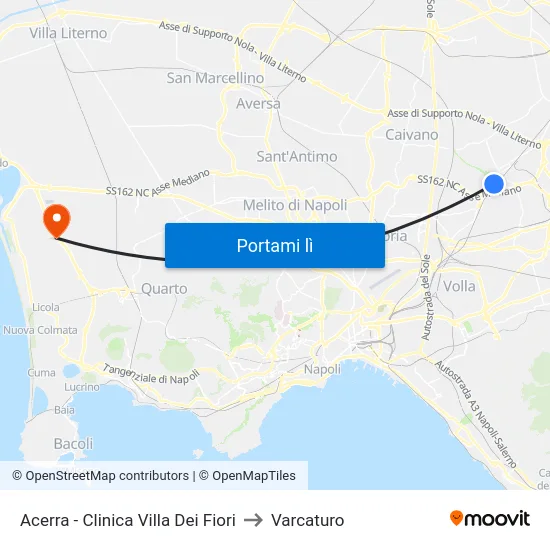 Acerra - Clinica Villa Dei Fiori to Varcaturo map