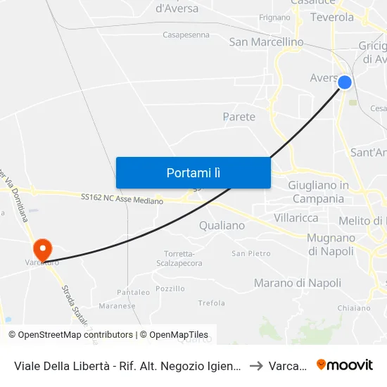Viale Della Libertà - Rif. Alt. Negozio Igienici Esagono to Varcaturo map
