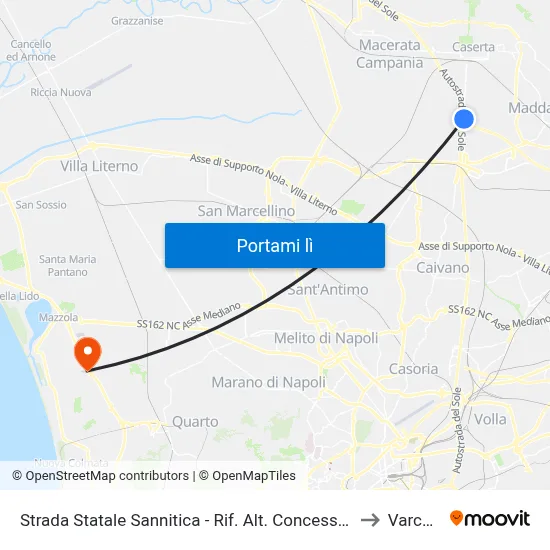 Strada Statale Sannitica - Rif. Alt. Concessionaria Mitsubisci to Varcaturo map
