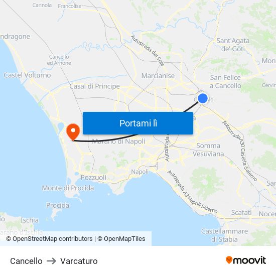 Cancello to Varcaturo map