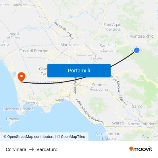Cervinara to Varcaturo map