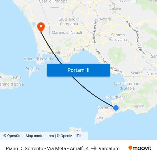 Piano Di Sorrento - Via Meta - Amalfi, 4 to Varcaturo map