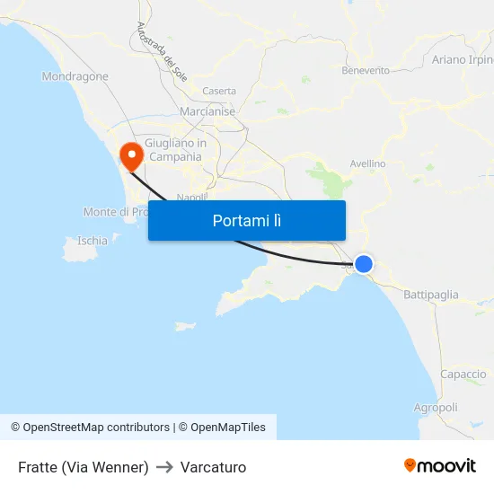 Fratte (Via Wenner) to Varcaturo map