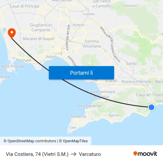 Via Costiera, 74 (Vietri S.M.) to Varcaturo map