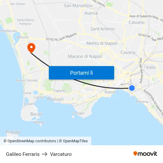 Galileo Ferraris to Varcaturo map