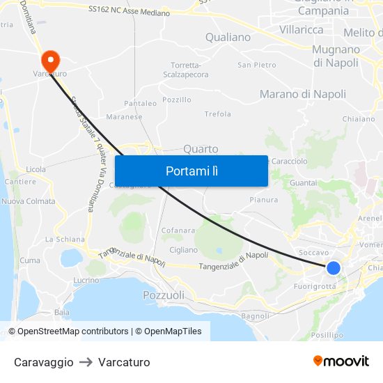 Caravaggio to Varcaturo map