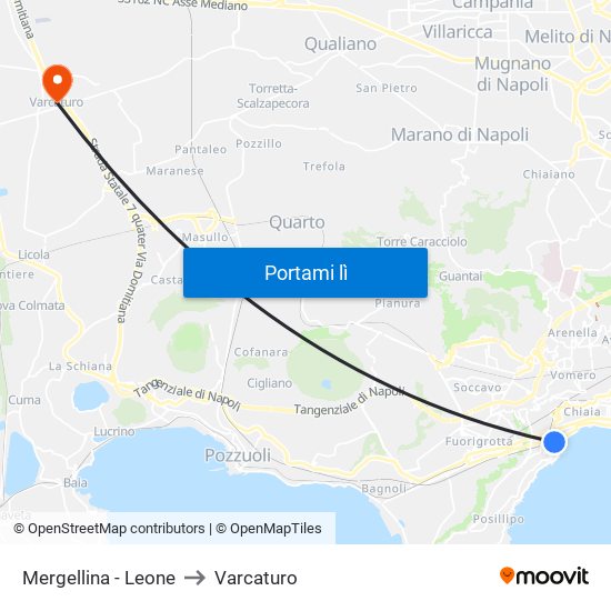 Mergellina - Leone to Varcaturo map