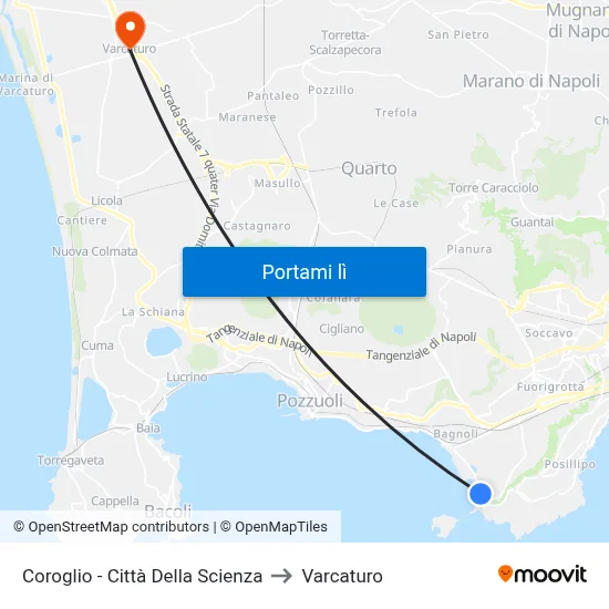 Coroglio - Città Della Scienza to Varcaturo map