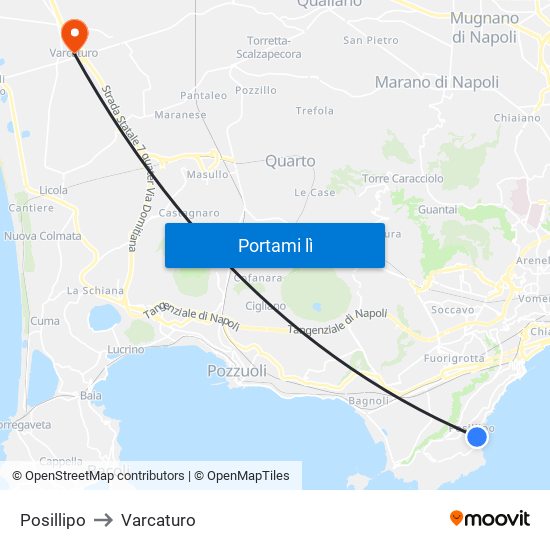 Posillipo to Varcaturo map