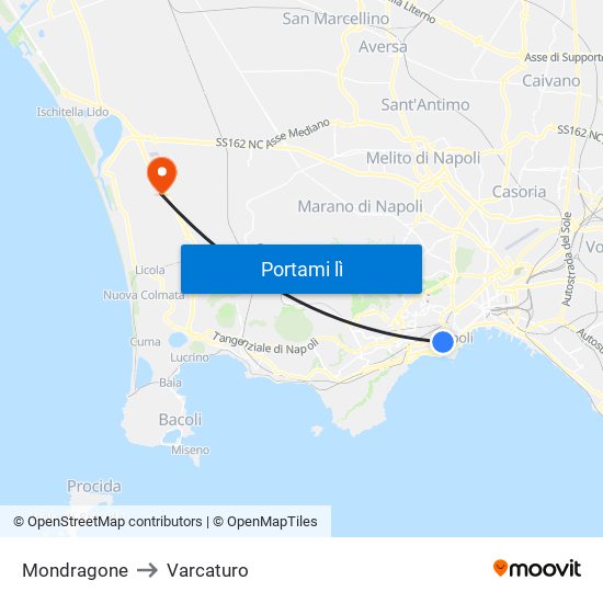 Mondragone to Varcaturo map