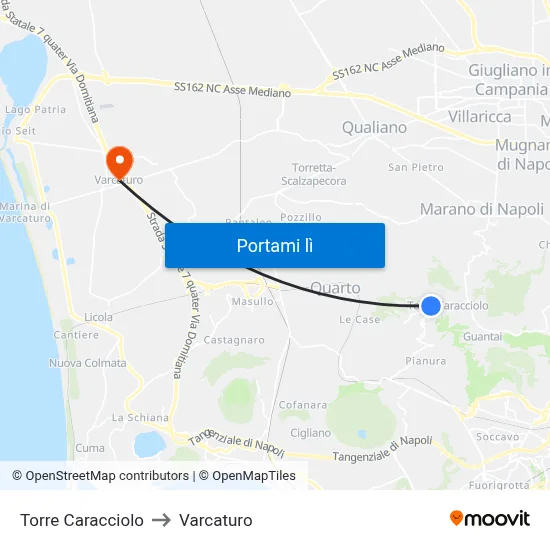 Torre Caracciolo to Varcaturo map
