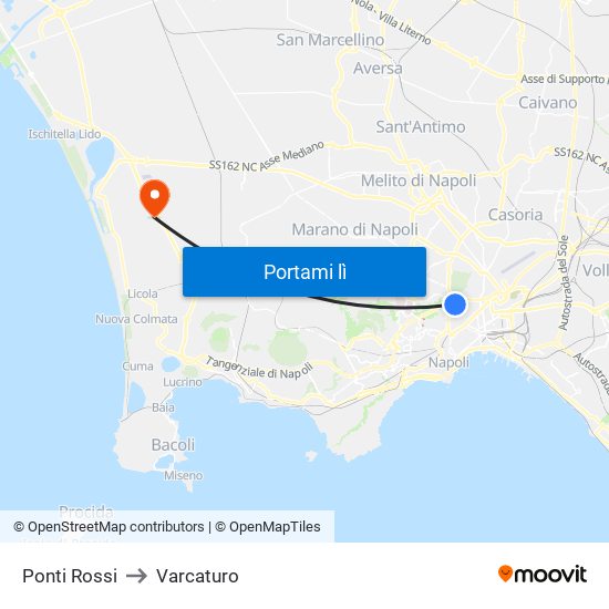 Ponti Rossi to Varcaturo map