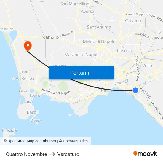 Quattro Novembre to Varcaturo map