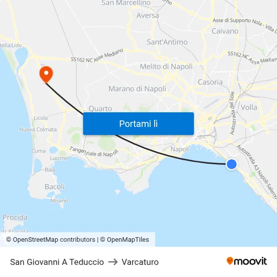 San Giovanni A Teduccio to Varcaturo map