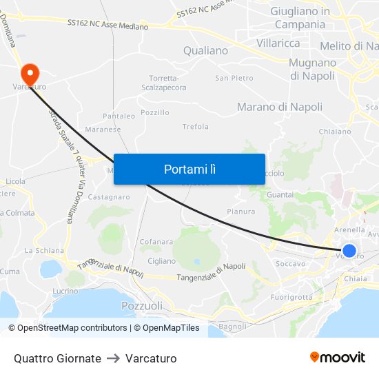 Quattro Giornate to Varcaturo map
