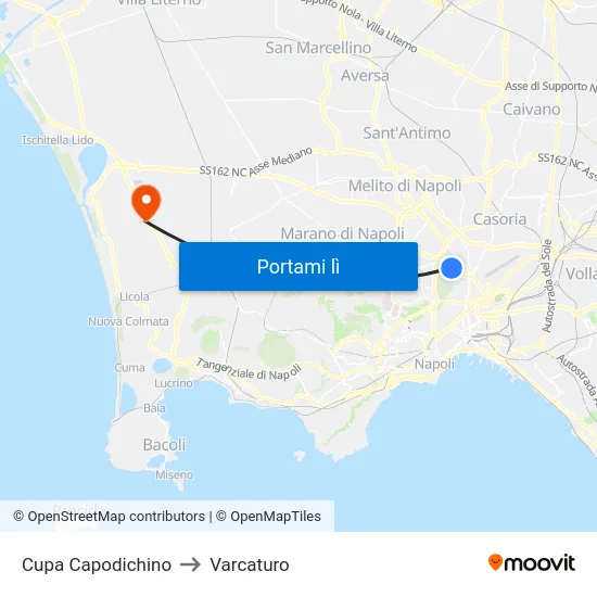Cupa Capodichino to Varcaturo map
