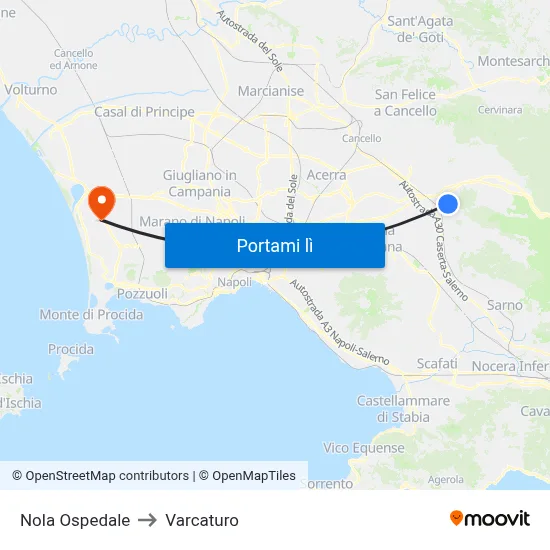 Nola Ospedale to Varcaturo map