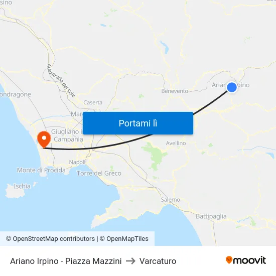 Ariano Irpino - Piazza Mazzini to Varcaturo map