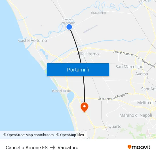 Cancello Arnone FS to Varcaturo map