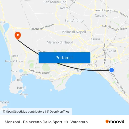 Manzoni - Palazzetto Dello Sport to Varcaturo map
