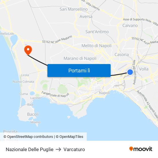 Nazionale Delle Puglie to Varcaturo map