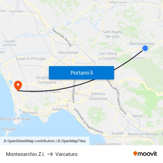 Montesarchio Z.I. to Varcaturo map