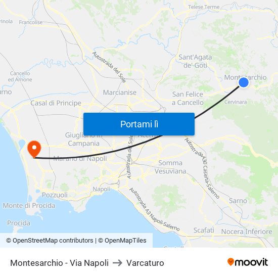 Montesarchio - Via Napoli to Varcaturo map