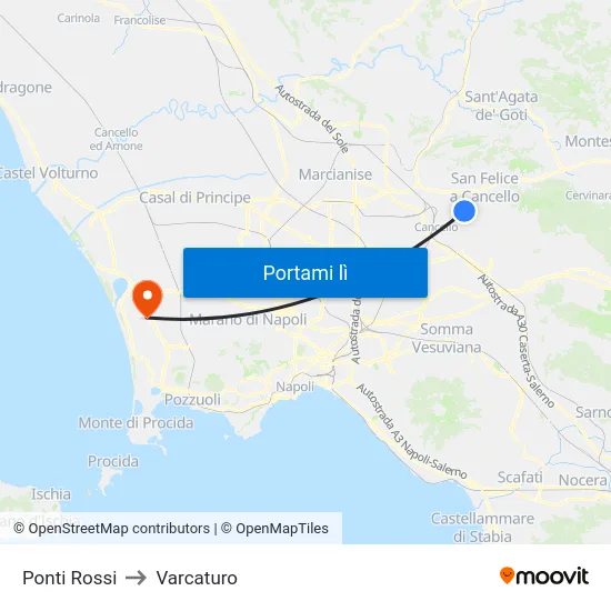 Ponti Rossi to Varcaturo map