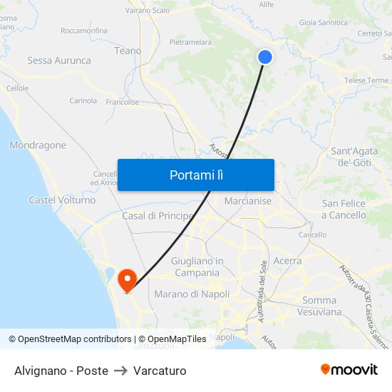 Alvignano - Poste to Varcaturo map