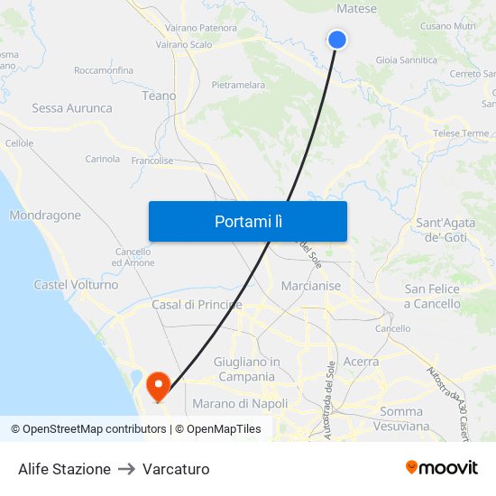 Alife Stazione to Varcaturo map