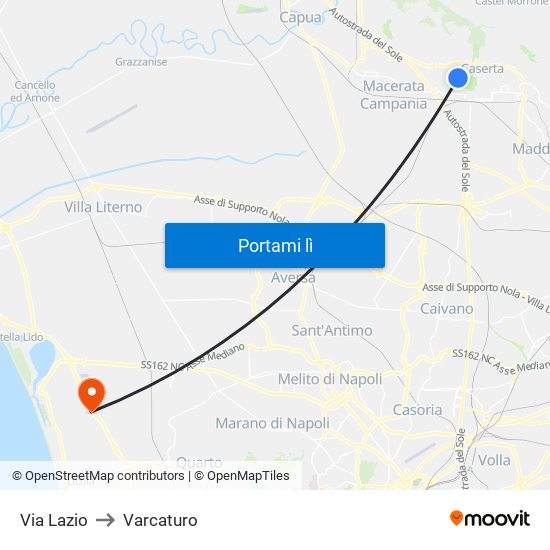 Via Lazio to Varcaturo map