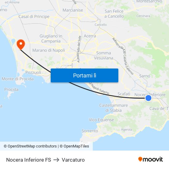 Nocera Inferiore FS to Varcaturo map