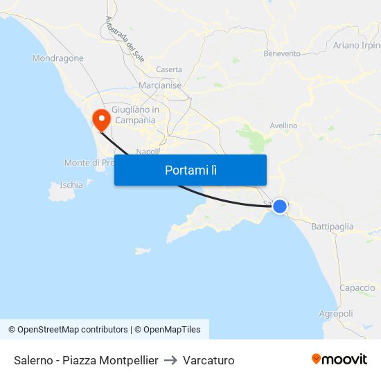 Salerno - Piazza Montpellier to Varcaturo map